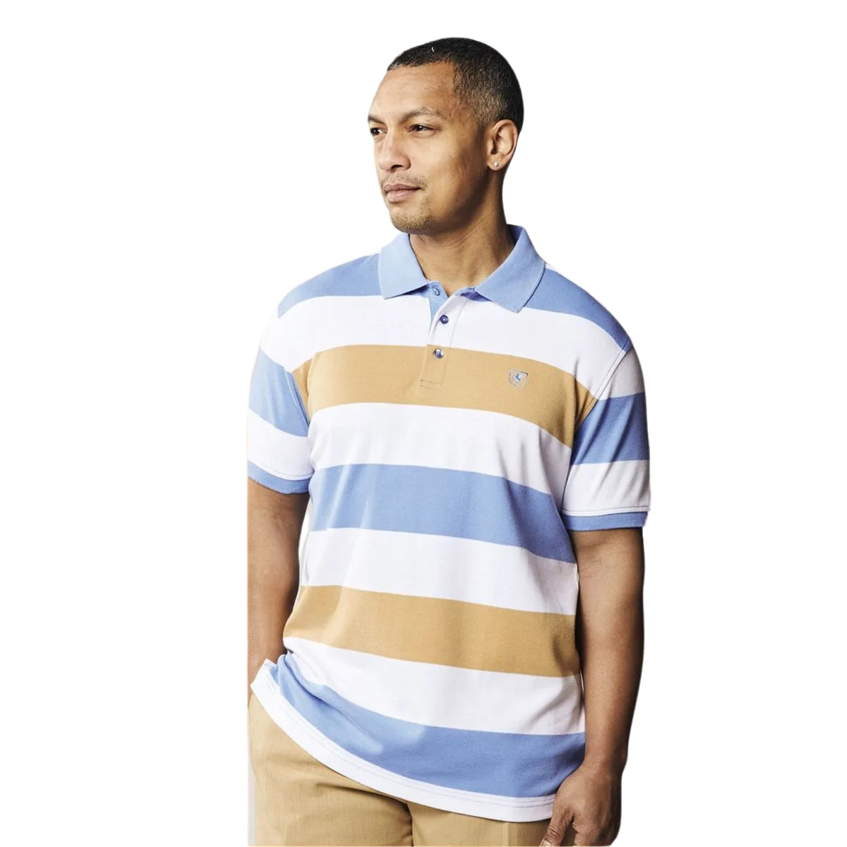 Stacy Adams Cotton Stripe Polo Shirt – Periwinkle | Rigel Collection ...