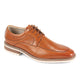 Tan Perforated Leather Moc Toe Lace-Up Dress Shoes