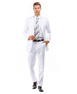 Men’s 2-Piece Notch Lapel Slim Fit Suit - White