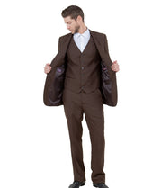 Valiant Vintage Brown Pinstripe Three-Piece Suit – Classic Fit