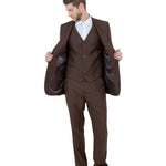 Valiant Vintage Brown Pinstripe Three-Piece Suit – Classic Fit