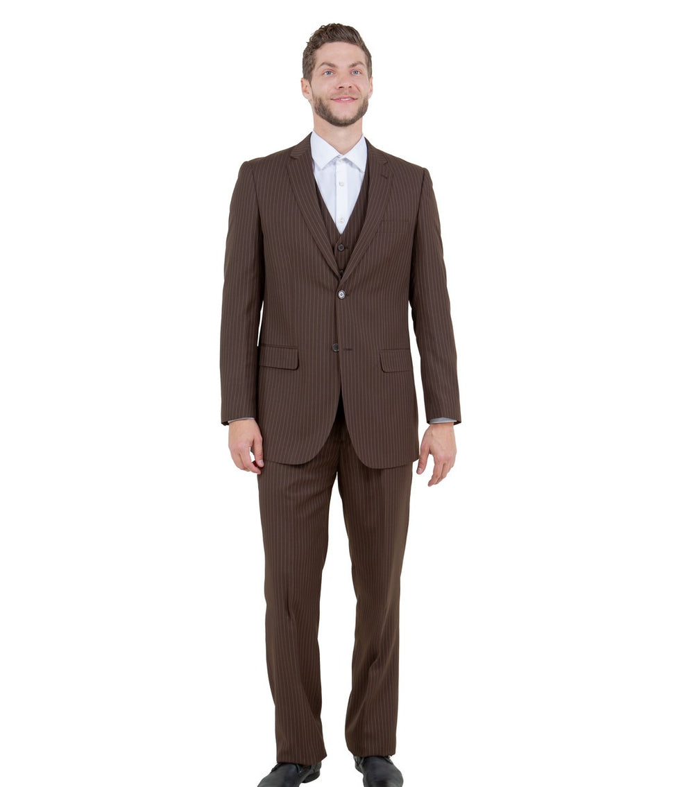 Men's Black Pinstripe Three Piece Suit main image 1