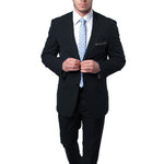 Chicnova Collection: Solid Black Two-Button Slim Fit Suit with Flat Front Pants