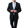 Chicnova Collection: Solid Black Two-Button Slim Fit Suit with Flat Front Pants