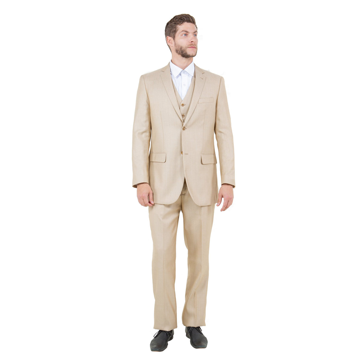 Light Beige Textured 3-Piece Modern Fit Suit – Suits & More
