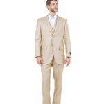 Argonaut Collection: Light Beige Textured Solid Three-Piece Suit – Modern Fit