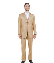 Argonaut Collection: Wheat Textured Solid Three-Piece Suit – Modern Fit