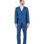 Argonaut Collection: Blue Textured Solid Three-Piece Suit – Modern Fit