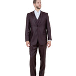 Argonaut Collection: Burgundy Textured Solid Three-Piece Suit – Modern Fit