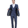 Odyssey Collection: Three-Piece Slim Fit Sharkskin Solid Suit in Navy