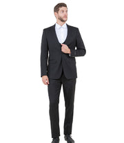 Midas Collection: Ultra Slim Three-Piece Suit with Peak Lapel in Black