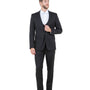 Midas Collection: Ultra Slim Three-Piece Suit with Peak Lapel in Black