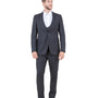 Midas Collection: Ultra Slim Three-Piece Suit with Peak Lapel in Dark Grey