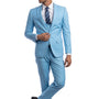 Midas Collection: Ultra Slim Three-Piece Suit with Peak Lapel in Sky Blue