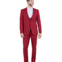 Midas Collection: Ultra Slim Three-Piece Suit with Peak Lapel in Cherry Red