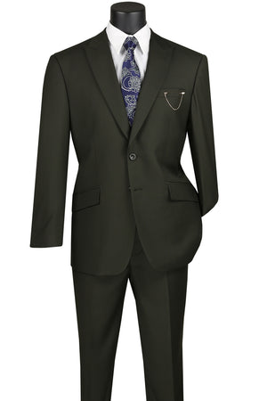 Iris Innovations Collection: Olive 2 Piece Solid Color Single Breasted Modern Fit Suit