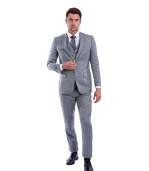 Apollo Collection Stone Grey Sharkskin Three-Piece Suit – Hybrid Fit