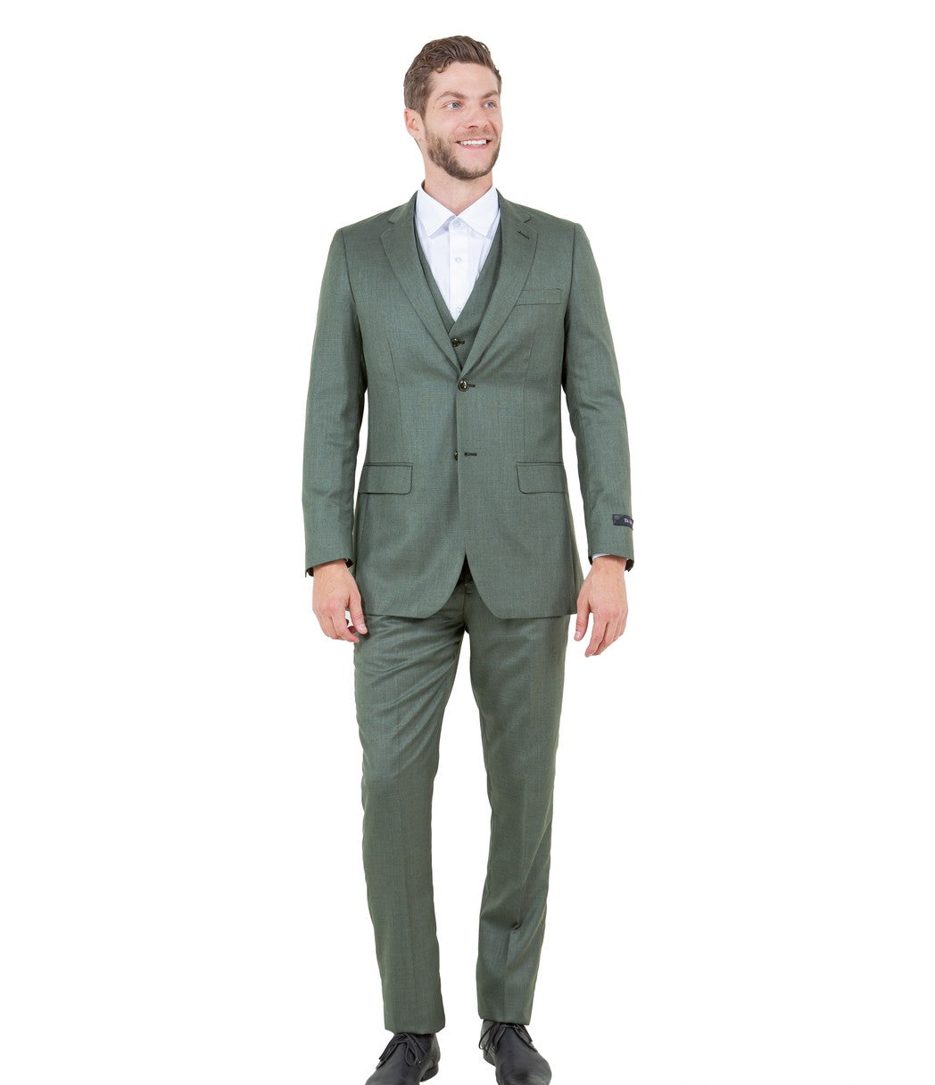 Apollo Collection Olive Sharkskin Suit