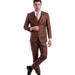 Apollo Collection Cognac Sharkskin Three-Piece Suit – Hybrid Fit