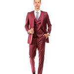 Apollo Collection Cranberry Sharkskin Three-Piece Suit – Hybrid Fit