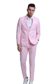 Couturious Collection: 2-Piece Slim Fit Solid Suit For Men In Pink