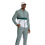 Green Two Tone Houndstooth Sports Suit with 2" Pants Side Strip