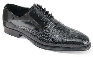 Luxe Allure: Black Crocodile Inspired Leather Lace Dress Shoes