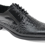 Luxe Allure: Black Crocodile Inspired Leather Lace Dress Shoes