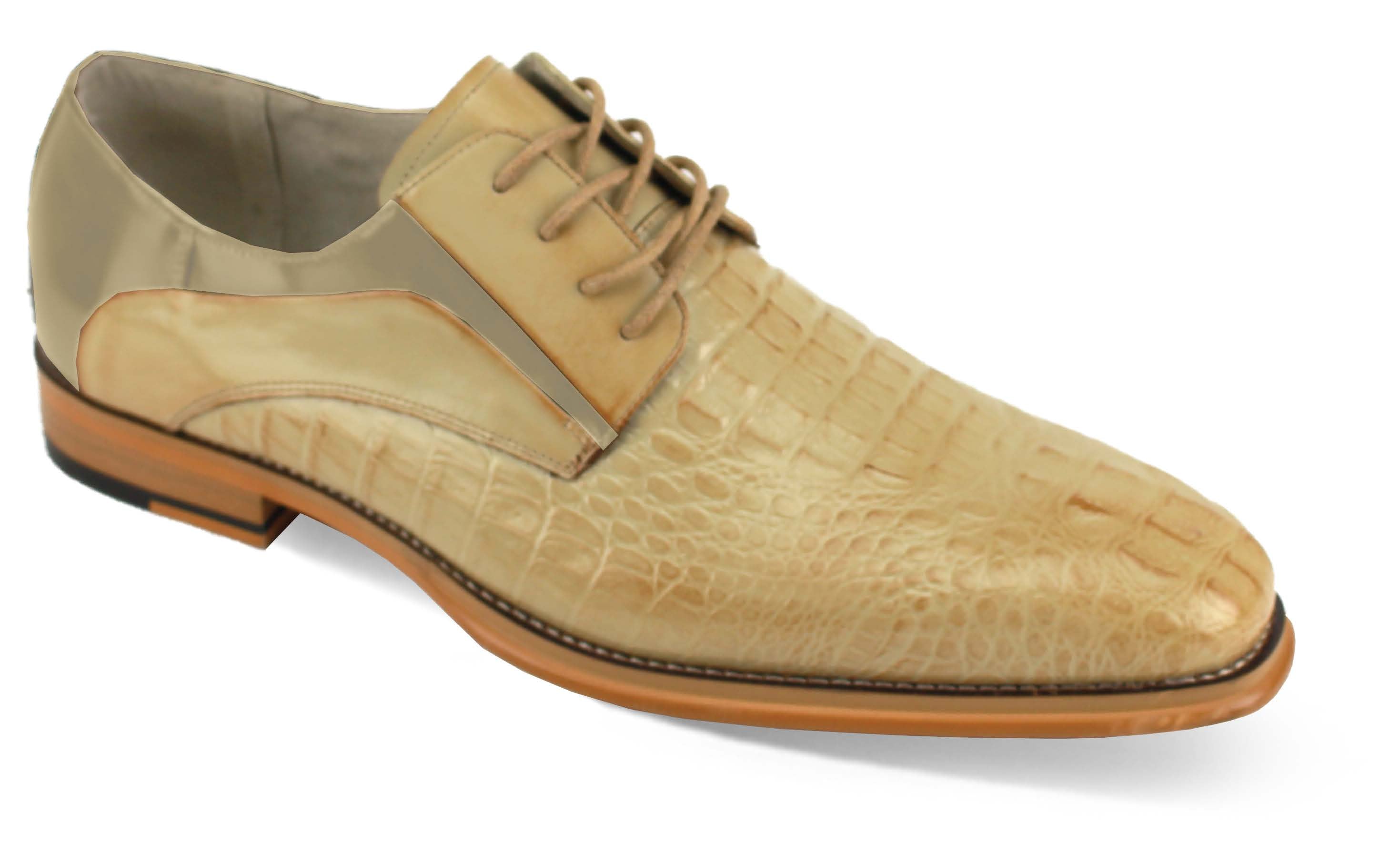 Luxe Allure: Beige Crocodile Inspired Leather Lace Dress Shoes Luxe Allure: Beige Crocodile Inspired Leather Lace Dress Shoes