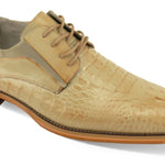 Luxe Allure: Beige Crocodile Inspired Leather Lace Dress Shoes