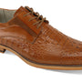 Luxe Allure: Tan Crocodile Inspired Leather Lace Dress Shoes