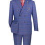 Luxelito Collection: Blue 2 Piece Glen Plaid Double Breasted Modern Fit Suit