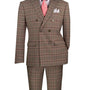 Luxelito Collection: Brown 2 Piece Glen Plaid Double Breasted Modern Fit Suit