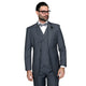 LunarLuxe Collection: Charcoal 3-Piece Suit with Double-Breasted Vest and Pleated Pants - Classic Fit