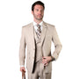 LunarLuxe Collection: Tan 3-Piece Suit with Double-Breasted Vest and Pleated Pants - Classic Fit