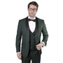 Austen Aura Collection: 3PC Tailored Fit Tuxedo in Hunter Green with Double Breasted Vest