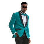 Trendy Tune Collection: Teal Solid Color Single Breasted Slim Fit Blazer