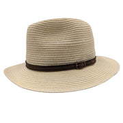 Astoria Collection: Scala Natural Paper Braid Safari Hat with Leather Band and 2 1/2 Inch Brim