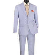 Medievalor Collection: Navy Blue 2 Piece Seersucker Single Breasted Modern Fit Suit