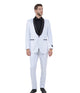Regal Realm Collection: Slim Fit White Tuxedo with Black Satin Shawl Collar – One Button