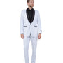 Regal Realm Collection: Slim Fit White Tuxedo with Black Satin Shawl Collar – One Button