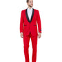 Regal Realm Collection: Slim Fit Red Tuxedo with Black Satin Shawl Collar – One Button