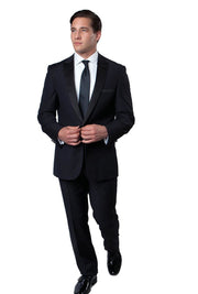 Zosimo Collection: Navy Tuxedo with Black Satin Peak Lapel – Slim Fit
