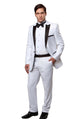 Zosimo Collection: White Tuxedo with Black Satin Peak Lapel – Slim Fit