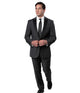 Zosimo Collection: Charcoal Grey Tuxedo with Black Satin Peak Lapel – Slim Fit