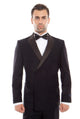Phantom Collection: Navy Double Breasted Tuxedo with Black Satin Peak Lapel – Slim Fit