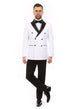 Phantom Collection: White Double Breasted Tuxedo with Black Satin Peak Lapel – Slim Fit