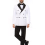 Phantom Collection: White Double Breasted Tuxedo with Black Satin Peak Lapel – Slim Fit