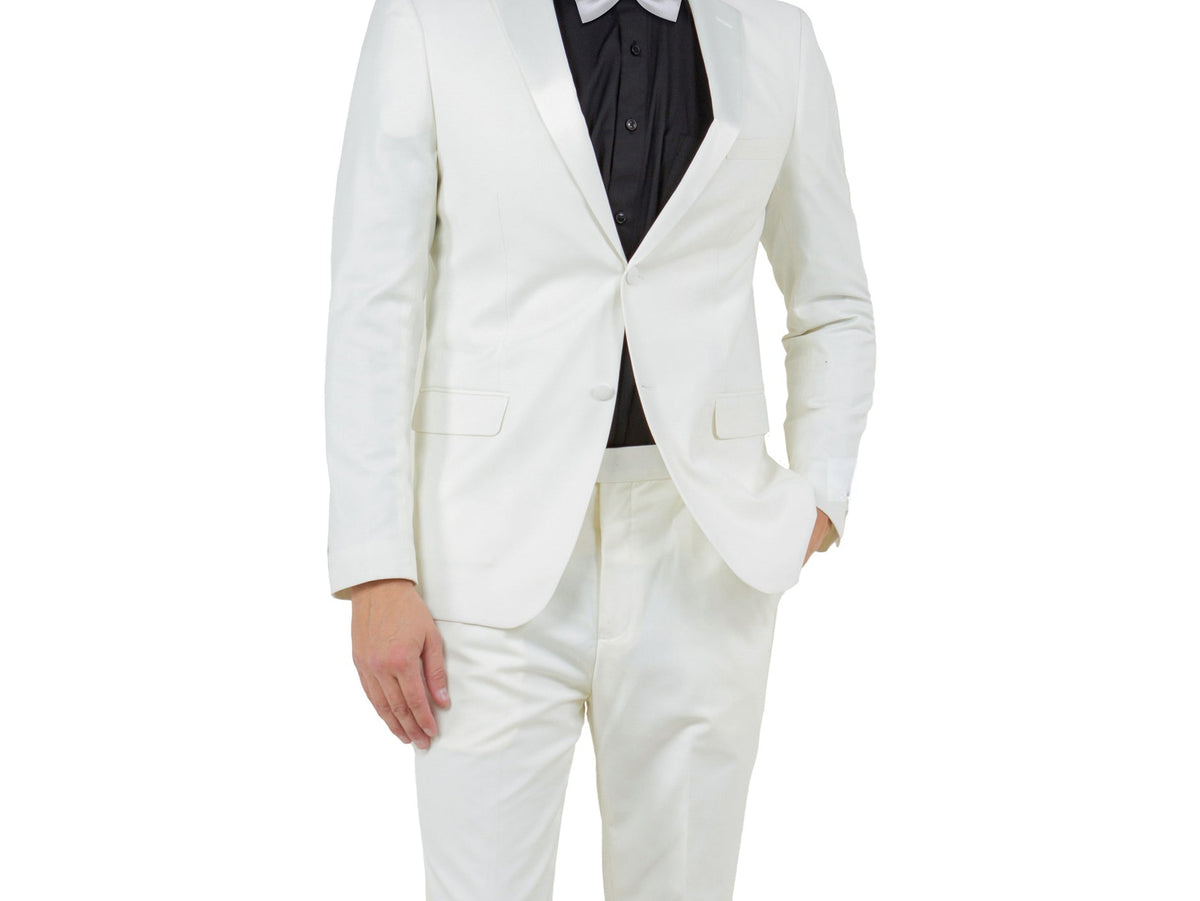 Ivory hybrid fit two-piece tuxedo jacket detail