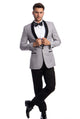 Sterling Collection: Light Grey Tuxedo with Black Satin Shawl Lapel – Slim Fit